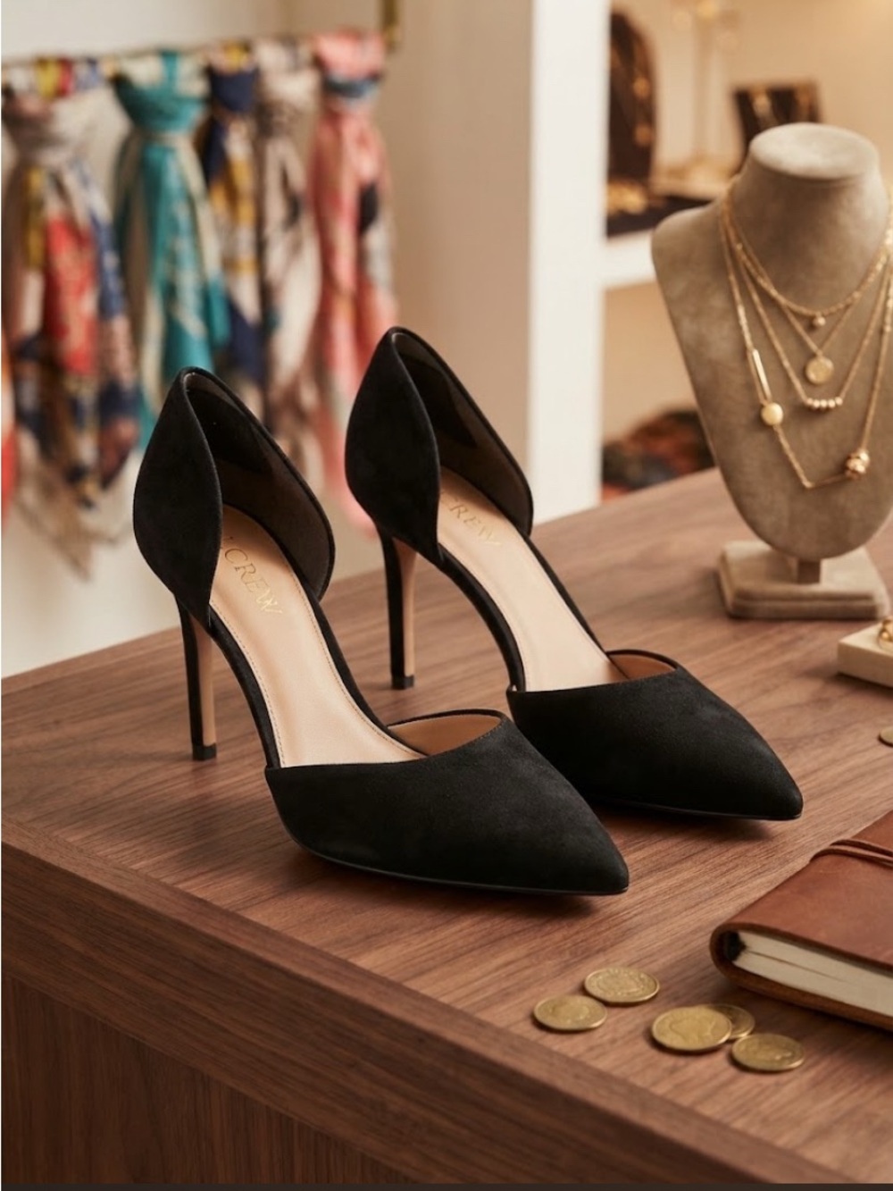 J. Crew Women’s Lana Black Suede Leather D’Orsay Pump Heels Size 10